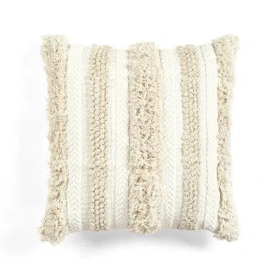 Lush Decor Cotton Striped 20'' Throw Pillow Cover In Beige;ivory