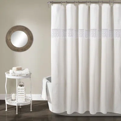 Lush Decor Dana Lace Single Shower Curtain In White
