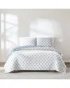 Lush Decor Lush Décor Diamond Leaf Jacquard Reversible Matelassé Coverlet Set In Blue