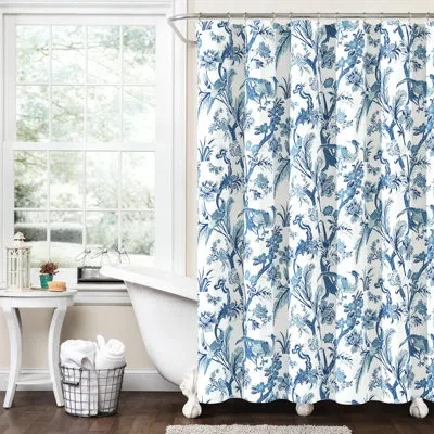 Lush Decor Dolores Floral Single Shower Curtain In Blue