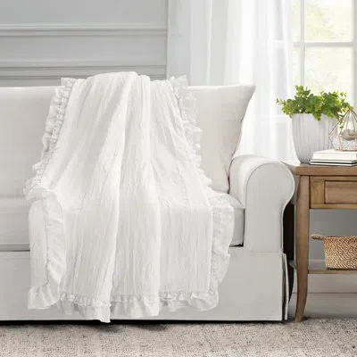 Lush Decor Ella Shabby Elegance Ruffle Lace Throw In White