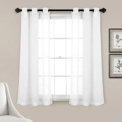 Lush Decor Farmhouse Solid Color Sheer Grommet Curtain Panels In White