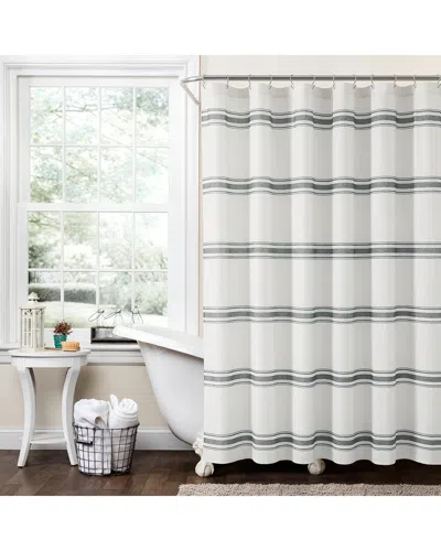 Lush Decor Lush Décor Farmhouse Stripe Cotton Shower Curtain In White