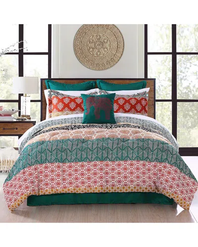 Lush Decor Fashion Bohemian Stripe Comforter In Blue