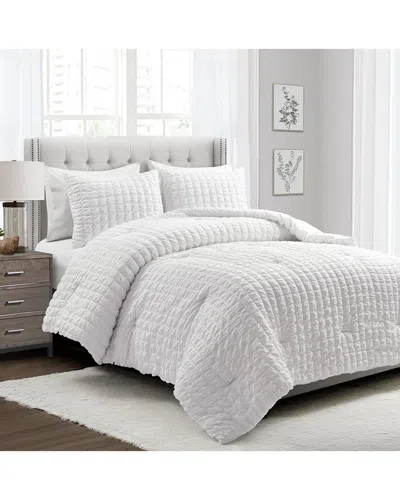 Lush Decor Fashion Crinkle Textured Dobby Comforter In White