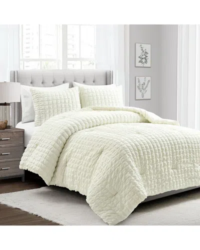 Lush Decor Fashion Crinkle Textured Dobby Comforter In White