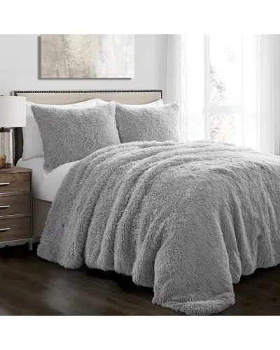 Lush Decor Fashion Emma Faux Fur Comforter In Gray