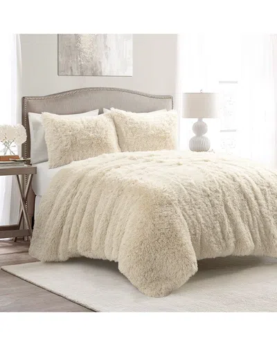 Lush Decor Fashion Emma Faux Fur Oversized Comforter In Sand
