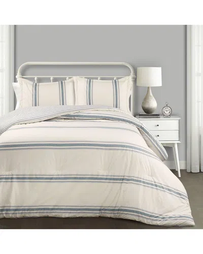Lush Decor Fashion Farmhouse Stripe Comforter In Blue