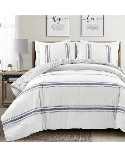 Lush Decor Fashion Farmhouse Stripe Comforter In Blue