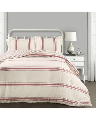Lush Decor Fashion Farmhouse Stripe Comforter In Red