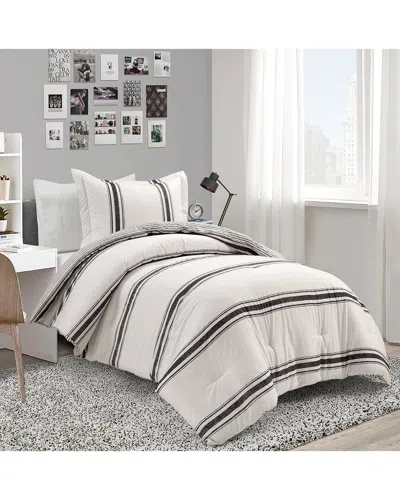 Lush Decor Fashion Farmhouse Stripe Reversible Cotton Comforter In Black