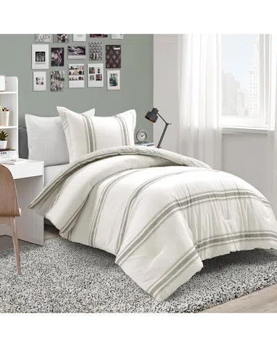 Lush Decor Fashion Farmhouse Stripe Reversible Cotton Comforter In Gray
