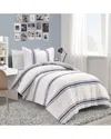 Lush Decor Fashion Farmhouse Stripe Reversible Cotton Comforter In Navy