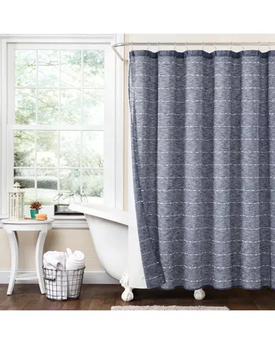 Lush Decor Fashion Farmhouse Textured Sheer With Peva Lining Shower Curtain In Blue