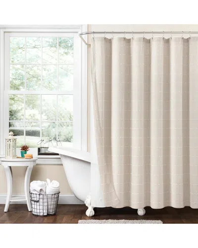 Lush Decor Fashion Farmhouse Textured Sheer With Peva Lining Shower Curtain In Sand