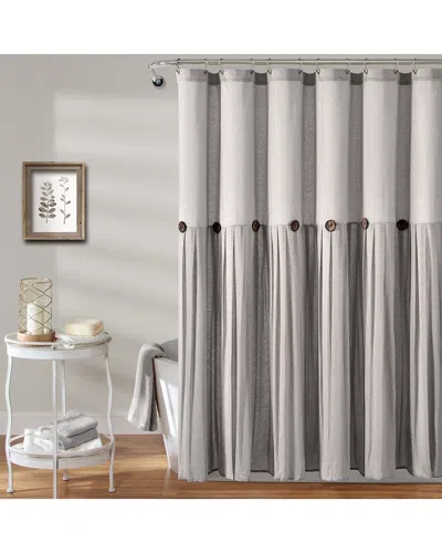 Lush Decor Fashion Linen Button Shower Curtain In Gray
