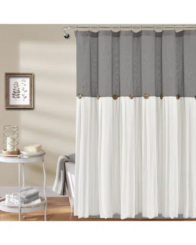 Lush Decor Fashion Linen Button Shower Curtain In Gray
