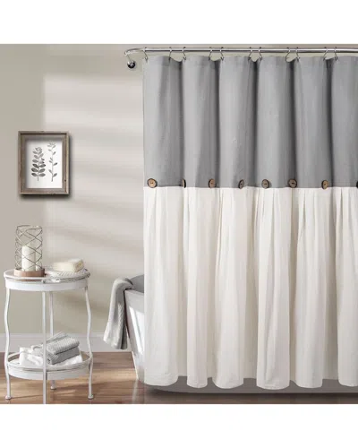 Lush Decor Fashion Linen Button Shower Curtain In Gray
