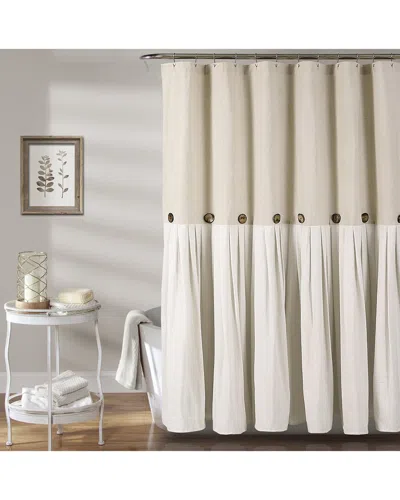 Lush Decor Fashion Linen Button Shower Curtain In Sand
