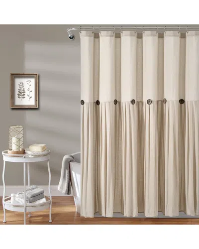 Lush Decor Fashion Linen Button Shower Curtain In Sand