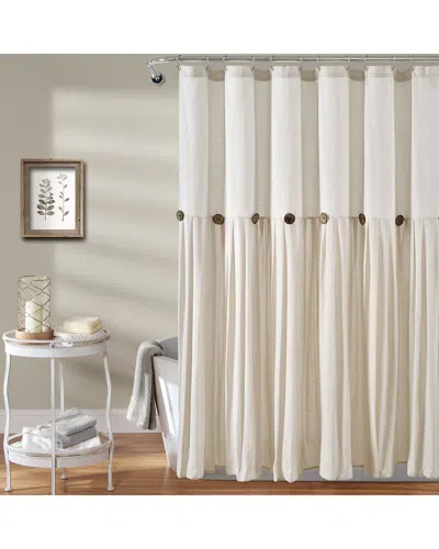 Lush Decor Fashion Linen Button Shower Curtain In Neutral