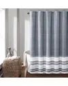 Lush Decor Fashion Nantucket Yarn Dyed Cotton Tassel Fringe Shower Curtain In Navy
