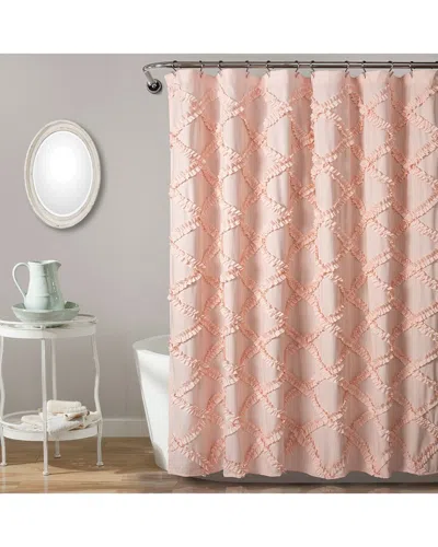 Lush Decor Fashion Ruffle Diamond Shower Curtain In Pink