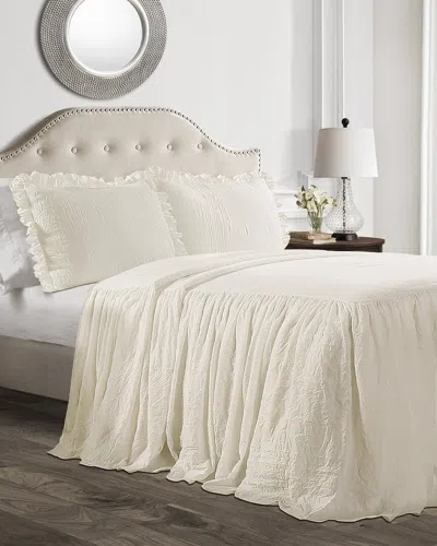 Lush Decor Fashions 3pc Ruffle Skirt Bedspread Set In Neutral