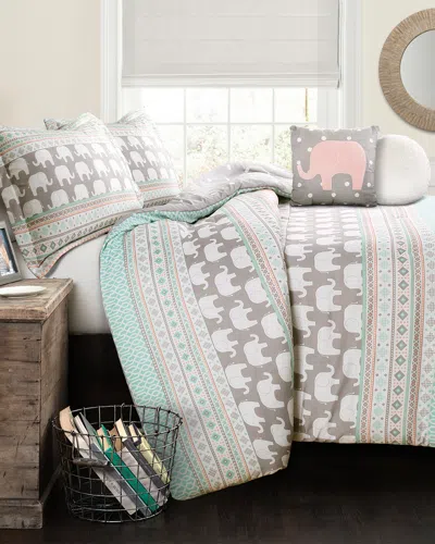 Lush Decor Fashions 4pc Elephant Twin Comforter Set In Multi