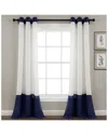 Lush Decor Faux Linen Grommet Colorblock Window Curtain Single Panel In Navy