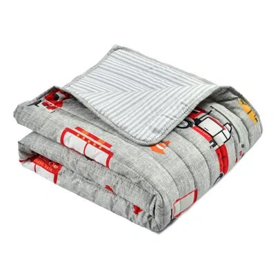 Lush Decor Fire Truck Reversible Throw Blanket In Red,gray