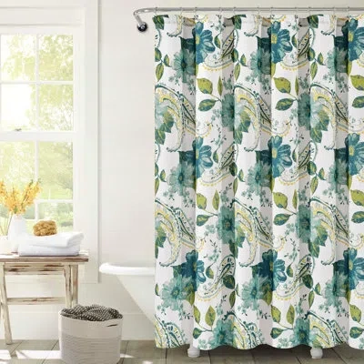 Lush Decor Floral Single Shower Curtain In Blue