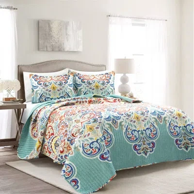 Lush Decor Galleria Cotton 320 Tc Reversible Quilt Set In Seafoam