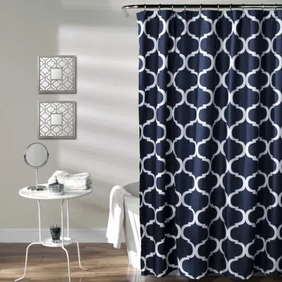Lush Decor Geo Geometric Single Shower Curtain In Navy