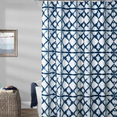 Lush Decor Geo Shibori Single Shower Curtain In Navy