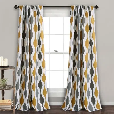Lush Decor Geometric Room Darkening Thermal Back Tab Curtain Panels In Gold,gray