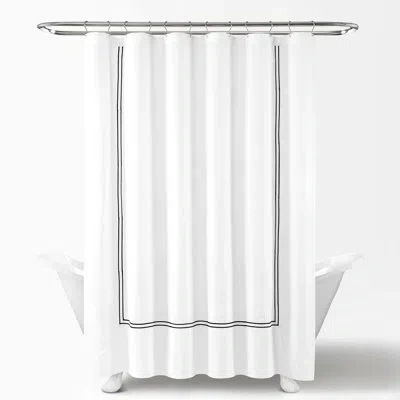 Lush Decor Geometric Single Shower Curtain In White,dark Brown