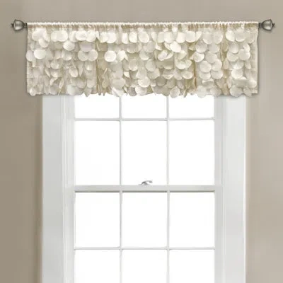 Lush Decor Gigi Solid Color Scalloped 70" Window Valance In Ivory