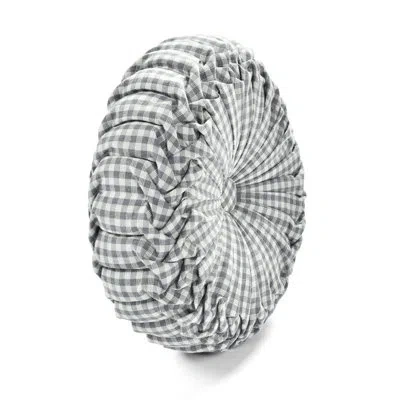 Lush Decor Gingham Check Yarn Dyed Round Pillow Cover & Insert In Light Gray