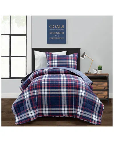 Lush Decor Grayson Farmhouse Plaid Reversible Quilt Set In Navy