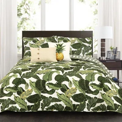 Lush Decor Green Microfiber Reversible Coastal 5 Piece Quilt Set