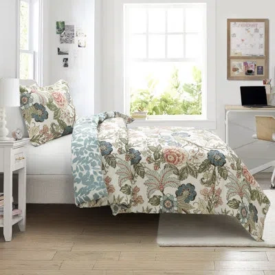 Lush Decor Green/blue Standard Cotton Reversible 3 Piece Duvet Cover Set In Blue;green
