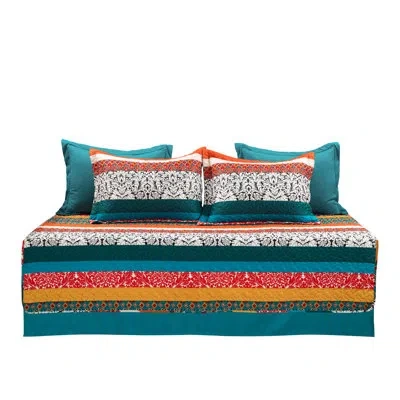 Lush Decor Green/red/yellow Microfiber 6 Piece Coverlet / Bedspread Set In Green,red,yellow