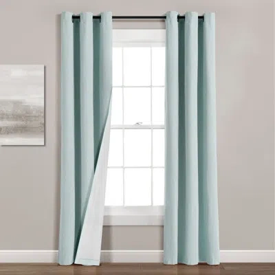Lush Decor Lush Décor Insulated Grommet Blackout Linen Window Curtain Panel Light Linen Single 38x84 In Blue