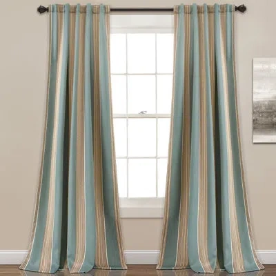 Lush Decor Julia Striped Room Darkening Thermal Rod Pocket Curtain Panels In Blue