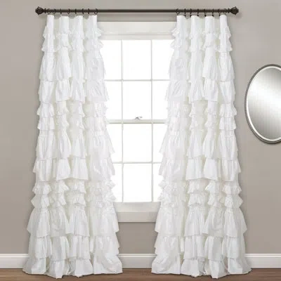Lush Decor Kemmy Solid Color Sheer Tab Top Single Curtain Panel In Black