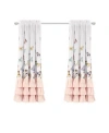 Lush Decor Kids Flutter Butterfly Ruffled Curtain Set, 52" X 63" In Pink
