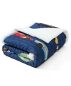 Lush Decor Kids Race Cars Sherpa Throw, 60" X 50" In Navy