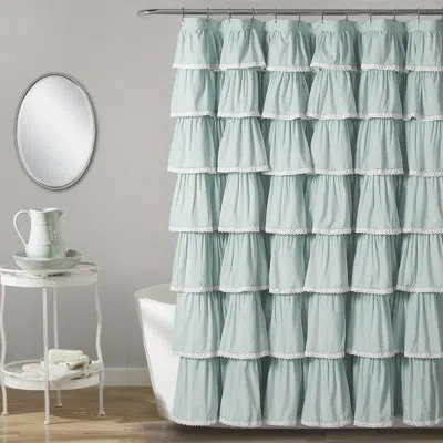 Lush Decor Lace Ruffle Shower Curtain In Blue